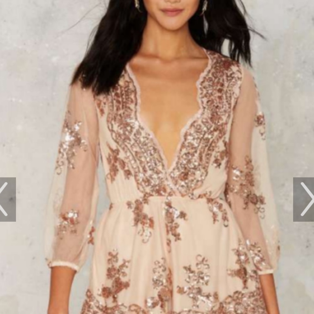 REVERSE Disco Queen Romper in Gold in XS